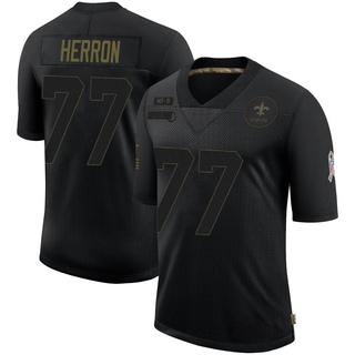 Limited Justin Herron Men's New Orleans Saints 2020 Salute To Service Jersey - Black